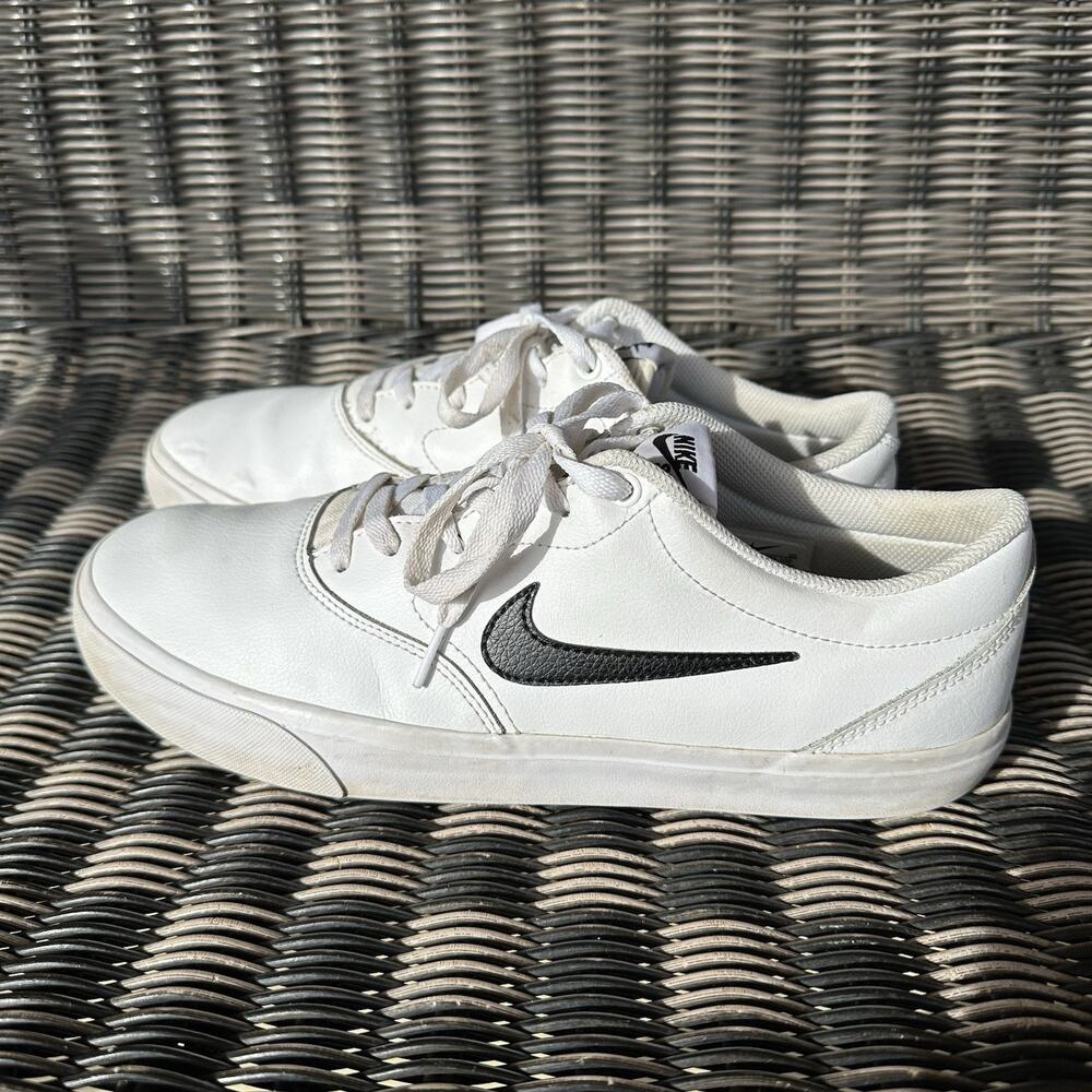 Nike SB Charge Shoes Mens 11.5 Leather Sneakers Swoosh‎ White Skateboarding